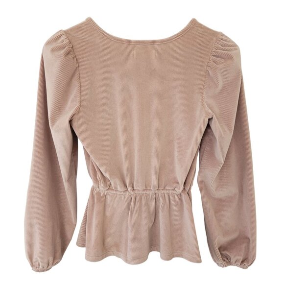 Madewell Corduroy Tie-Front Faux-Wrap Top Womens Size XS Warm Sandstone - Picture 2 of 7